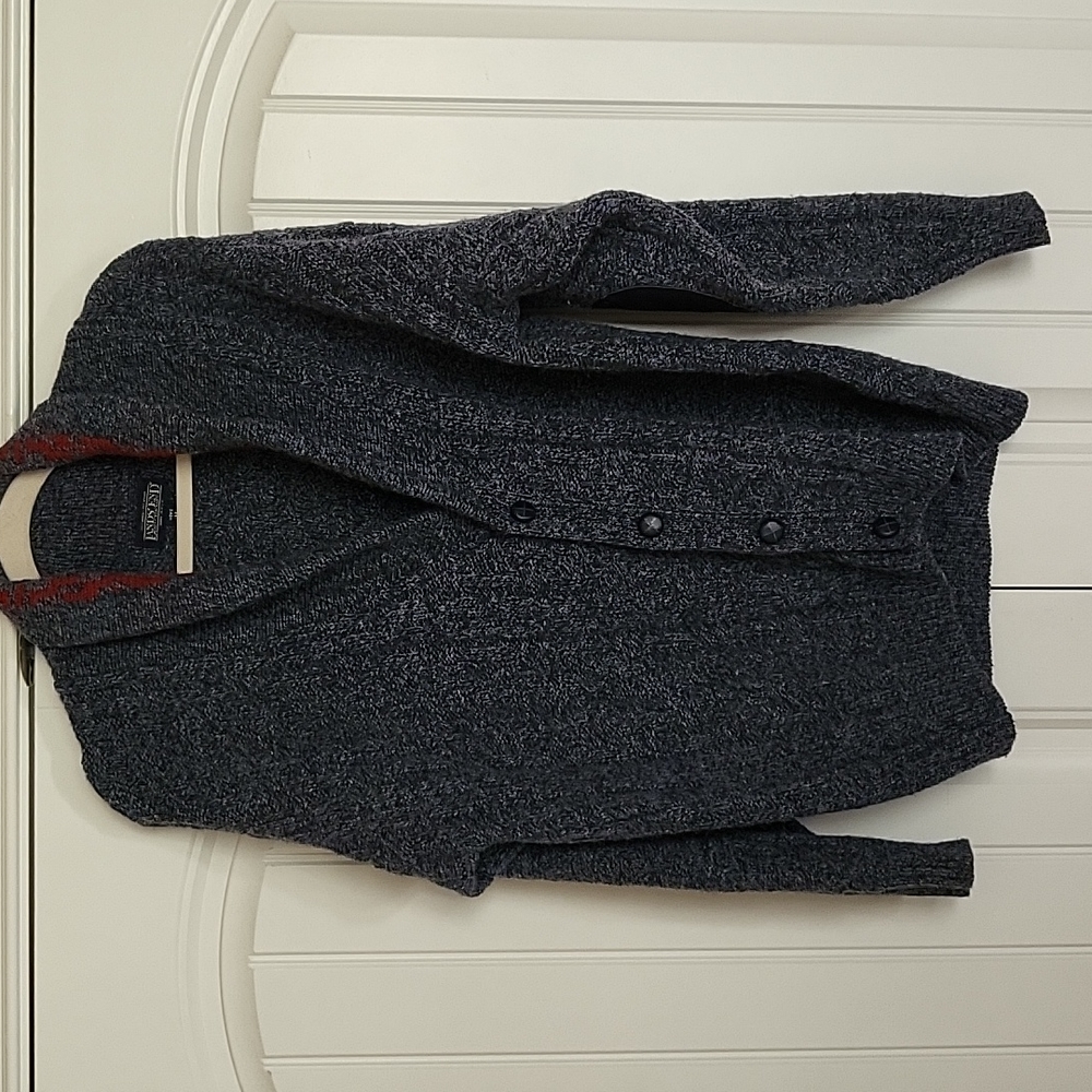 Vintage Lands End Medium Sweater Blue with red detail
